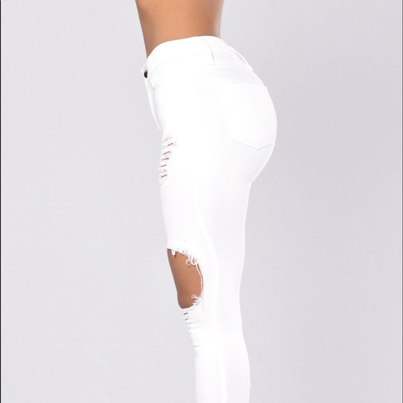Fashion Nova White Glistening Jeans - Picture 4 of 4
